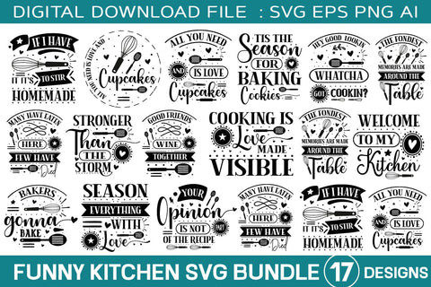 Mega Funny kitchen Quotes Svg Bundle ,SVGs,Quotes and Sayings,Food & Drink,On Sale, Print & Cut SVG designmaster24 