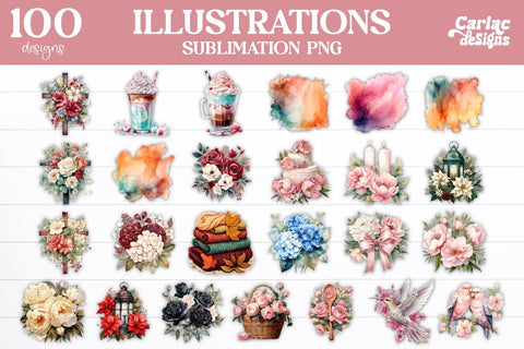 Mega Illustrations Bundle Sublimation Carla C Designs 