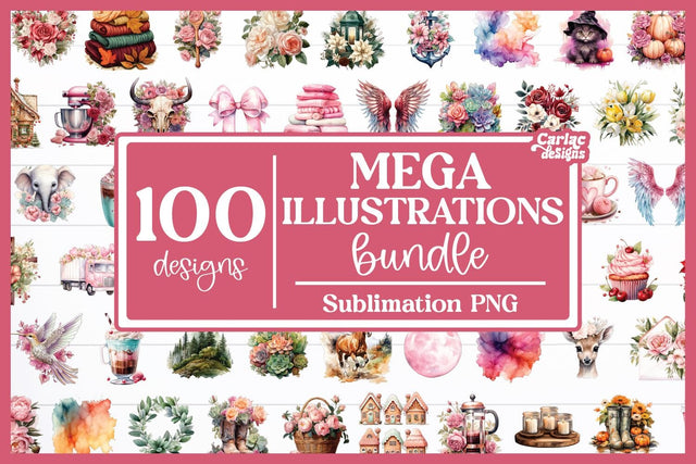 Mega Illustrations Bundle Sublimation Carla C Designs 