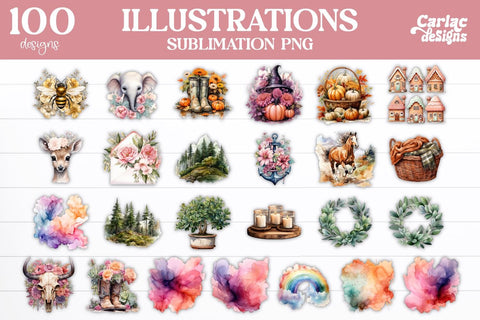 Mega Illustrations Bundle Sublimation Carla C Designs 
