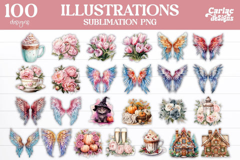 Mega Illustrations Bundle Sublimation Carla C Designs 