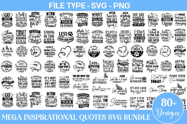 Mega Inspirational Quotes SVG Bundle, Inspirational Quotes, motivational SVG bundle, SVGs, Food & Drink, Print & Cut, Quotes and Sayings SVG DesignPlante 503 
