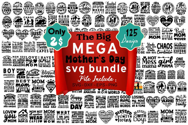 Mega Mother's Day Svg Bundle SVG Angelina750 