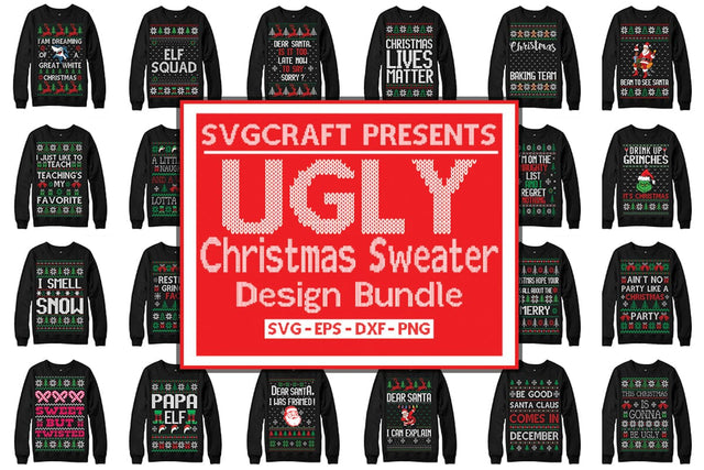 Mega Ugly Christmas Sweater Design Bundle SVG Svgcraft 
