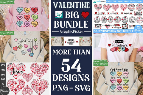 Mega Valentine's Day SVG Bundle, Mega Valentine Bundle, Valentine's Day SVG Big Bundle, SVGs, Food & Drink, Print & Cut, Quotes and Sayings SVG DesignPlante 503 