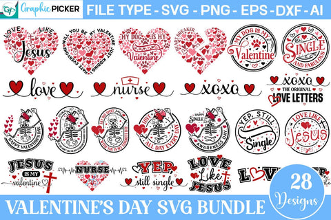 Mega Valentine's Day SVG Bundle, Mega Valentine Bundle, Valentine's Day SVG Big Bundle, SVGs, Food & Drink, Print & Cut, Quotes and Sayings SVG DesignPlante 503 