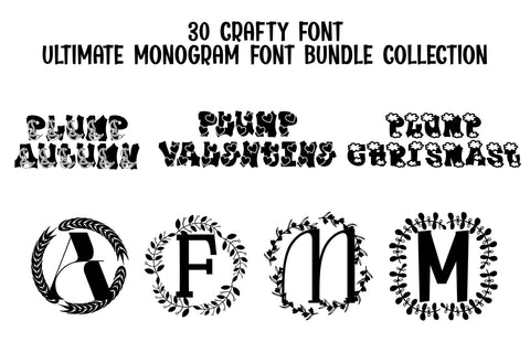 Mega Value Monogram + Holiday Font Bundle Font Dm Letter Studio 