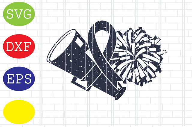 Megaphone Awareness and Pom Svg, Cheerleader Svg, Cheerleading Vector, Cheer Pom Poms Cut Files, Sport Svg, Jpg, Eps, Dxf Files SVG DigitalSvgFiles 