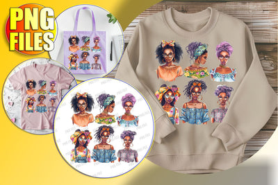 Melanin Afro Woman Clipart PNG Sublimation afrosvg 
