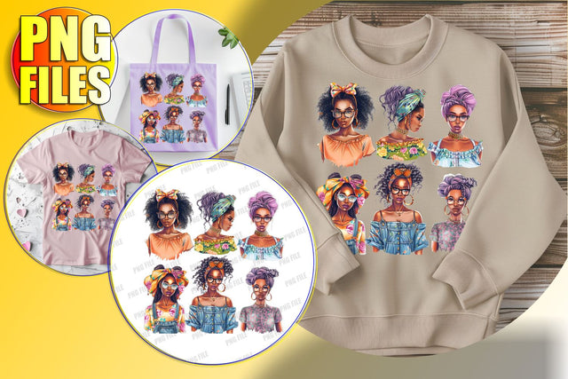 Melanin Afro Woman Clipart PNG Sublimation afrosvg 