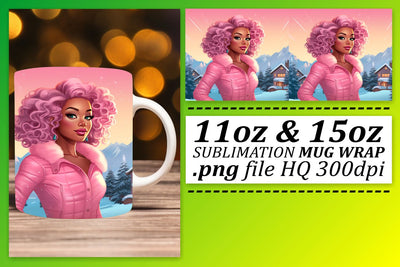 Melanin Beauty Mug Wrap Sunset Design Sublimation afrosvg 