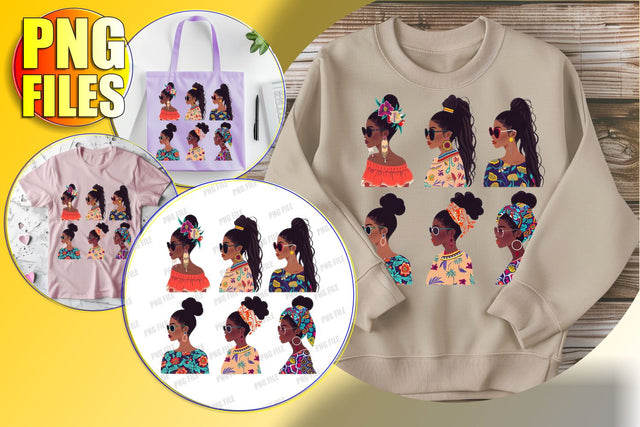 Melanin Beauty Portrait Sublimation PNG Sublimation afrosvg 