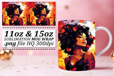 Melanin Beauty Sunset Mug Wrap Sublimation afrosvg 