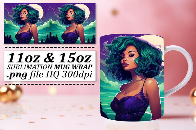 Melanin Beauty Sunset Mug Wrap Sublimation afrosvg 