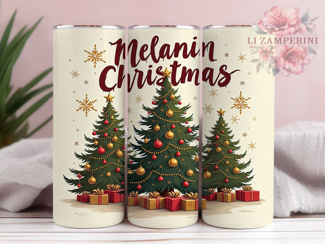 Melanin Christmas, Christmas Tree Tumbler, 20 Oz Tumbler, Sublimation Design, Black Girl Christmas, Holiday Drinkware, PNG Download Sublimation Li Zamperini 