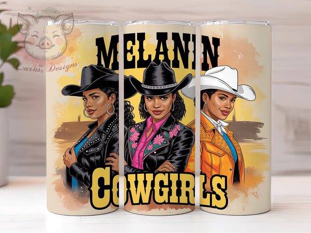 Melanin Cowgirl Rodeo Tumbler Wrap, African American Cowgirl PNG, 20oz Skinny Tumbler Design, Black Western Sublimation, Country Girl Melanin Wrap, Rodeo Queen Tumbler PNG Sublimation Lara' s Designs 