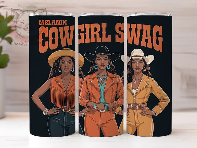 Melanin Cowgirl Swag 20oz Tumbler, African Cowgirl Wrap, American Flag Sublimation, Patriotic USA Design, Western Cowgirl Theme, 20oz Tumbler Design, PNG Tumbler Wrap Sublimation Lara' s Designs 