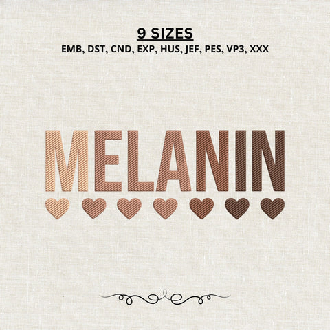 Melanin Embroidery Design – Melanin Pride Typography Brown Skin Hearts Machine Embroidery File Embroidery/Applique DESIGNS PatternFeed8 