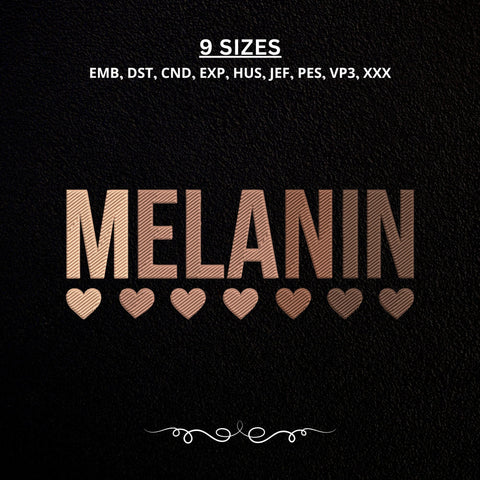 Melanin Embroidery Design – Melanin Pride Typography Brown Skin Hearts Machine Embroidery File Embroidery/Applique DESIGNS PatternFeed8 