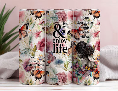 Melanin Girl Magic Motivation Sublimation Design Wraps for 20 oz Skinny Tumbler - PNG, Black Queen, Black Pride, Afro American Women Gift Sublimation PixelChick 