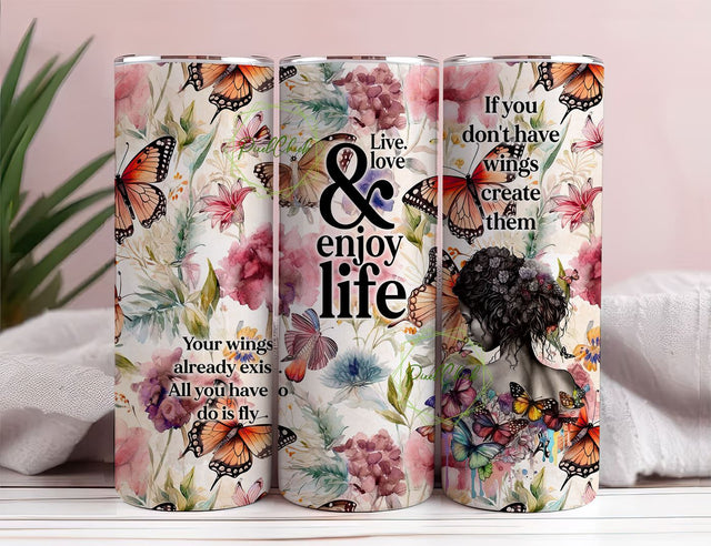 Melanin Girl Magic Motivation Sublimation Design Wraps for 20 oz Skinny Tumbler - PNG, Black Queen, Black Pride, Afro American Women Gift Sublimation PixelChick 