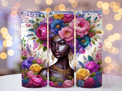 Melanin Magic Boho Black Girl Tumbler, Floral Afro Girl Wrap, 20oz Sublimation PNG, Melanin Magic Tumbler Design, Ethnic Bohemian Tumbler, Beautiful Black Woman Wrap, Boho Flowers Tumbler Sublimation SvggirlplusArt 
