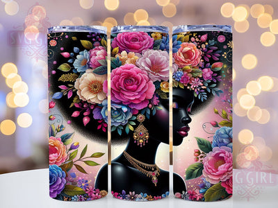 Melanin Magic Boho Black Girl Tumbler, Floral Afro Girl Wrap, 20oz Sublimation PNG, Melanin Magic Tumbler Design, Ethnic Bohemian Tumbler, Beautiful Black Woman Wrap, Boho Flowers Tumbler Sublimation SvggirlplusArt 