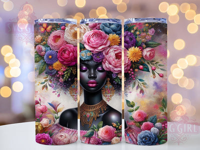 Melanin Magic Boho Black Girl Tumbler, Floral Afro Girl Wrap, 20oz Sublimation PNG, Melanin Magic Tumbler Design, Ethnic Bohemian Tumbler, Beautiful Black Woman Wrap, Boho Flowers Tumbler Sublimation SvggirlplusArt 