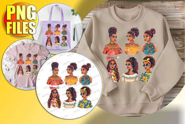 Melanin Portrait Sublimation Clipart Sublimation afrosvg 