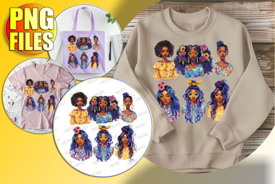 Melanin Portrait Sublimation Clipart Sublimation afrosvg 