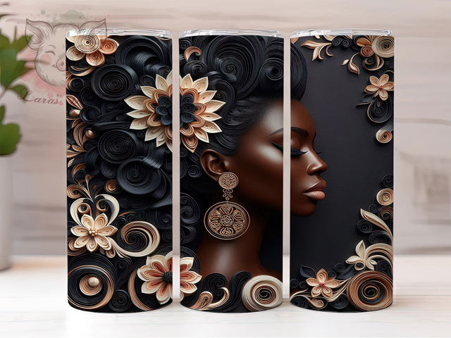 Melanin Queen Empowerment Tumbler, 3D Black Woman, Empowerment Wrap, Sublimation Art, 20oz Tumbler, Afrocentric Style, Bold Design Sublimation Lara' s Designs 