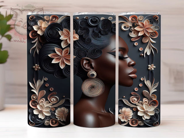 Melanin Queen Empowerment Tumbler, 3D Black Woman, Empowerment Wrap, Sublimation Art, 20oz Tumbler, Afrocentric Style, Bold Design Sublimation Lara' s Designs 