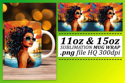 Melanin Sunset Design Mug Wrap Sublimation afrosvg 