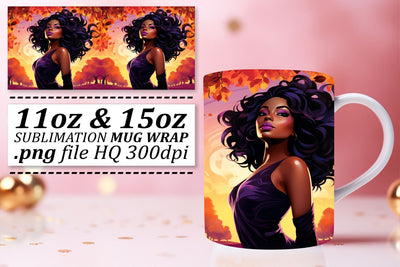 Melanin Sunset Mug Wrap Afro Beauty Sublimation afrosvg 
