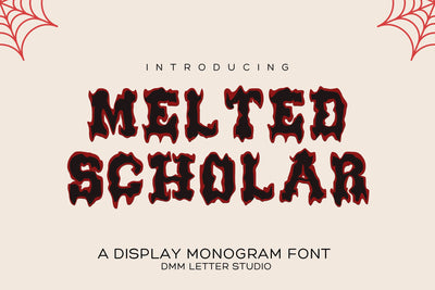 Melted Scholar – Drip Varsity Font with Bold Halloween Flair Font Dm Letter Studio 