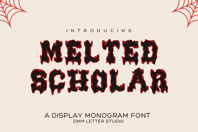 Melted Scholar – Drip Varsity Font with Bold Halloween Flair Font Dm Letter Studio 
