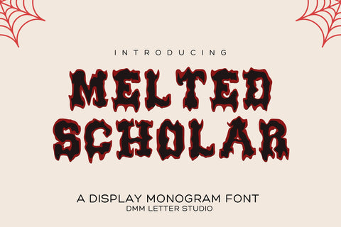 Melted Scholar – Drip Varsity Font with Bold Halloween Flair Font Dm Letter Studio 