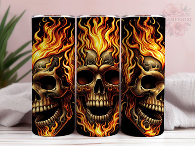 Melted Skull Tumbler Wrap PNG, Skull Fire Tumbler, Straight & Tapered Tumbler Wrap, Instant Digital Download Sublimation Li Zamperini 