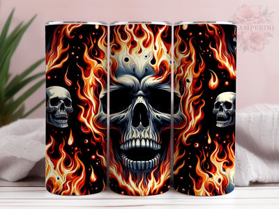 Melted Skull Tumbler Wrap PNG, Skull Fire Tumbler, Straight & Tapered Tumbler Wrap, Instant Digital Download Sublimation Li Zamperini 