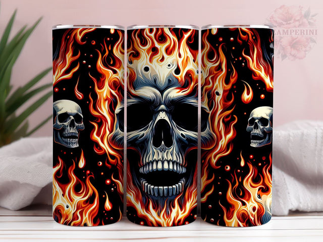 Melted Skull Tumbler Wrap PNG, Skull Fire Tumbler, Straight & Tapered Tumbler Wrap, Instant Digital Download Sublimation Li Zamperini 