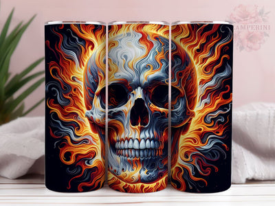 Melted Skull Tumbler Wrap PNG, Skull Fire Tumbler, Straight & Tapered Tumbler Wrap, Instant Digital Download Sublimation Li Zamperini 