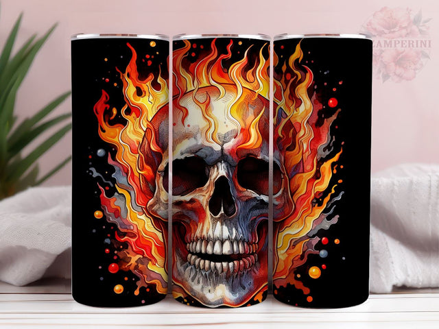 Melted Skull Tumbler Wrap PNG, Skull Fire Tumbler, Straight & Tapered Tumbler Wrap, Instant Digital Download Sublimation Li Zamperini 