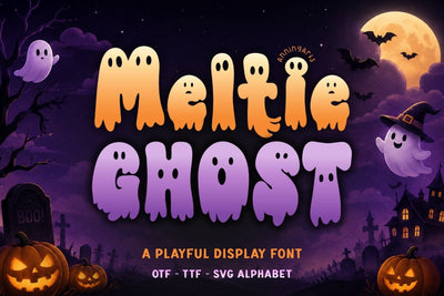 Meltie Ghost - Halloween Font Font AnningArts Design 