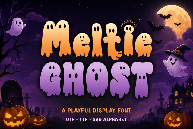 Meltie Ghost - Halloween Font Font AnningArts Design 