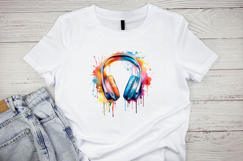 Melting Headphone Watercolor Sublimation Bundle Sublimation Designangry 