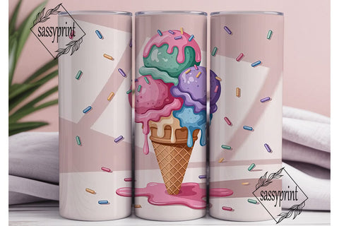 Melting Ice Cream Cone 20oz Tumbler Wrap Sublimation sassyprint 