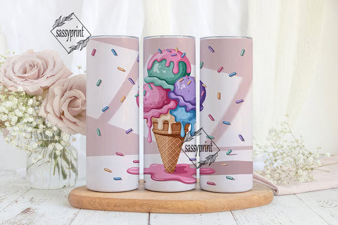 Melting Ice Cream Cone 20oz Tumbler Wrap Sublimation sassyprint 