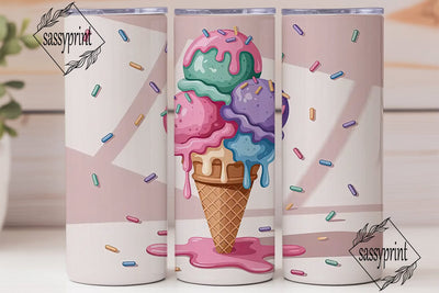 Melting Ice Cream Cone 20oz Tumbler Wrap Sublimation sassyprint 