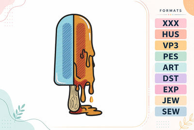 Melting Popsicle Dripping Summer Ice Cream Machine Embroidery Design Embroidery/Applique DESIGNS sg embroidery 
