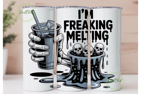 Melting Skeleton Iced Coffee Tumbler Sublimation PixelChick 